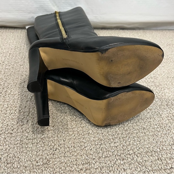 BANANA REPUBLIC Black Leather High Heel Knee High Boots Gold Zipper Sz 8M $300, - Picture 9 of 16
